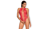 Obsessive Open Back B120 Sexy Knitted Womens Teddy OS Red