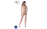 Passion Lingerie Ribbed Mesh Quality Bodystocking BS068 One Size White