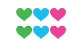 Peekaboo Neon Heart Nipple Pasties 3 Pack Green / Blue / Pink