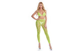 Pink Lipstick All About Leaf Womens Bra Set One Size Green