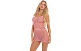 Pink Lipstick Roll Up Net Sexy Womens Mini Dress One Size Pink