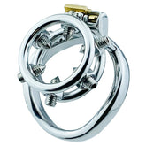 BDStyle Rivet Screw Double Ring Male Chastity Lock Cage With Flat Ring