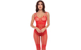 Rene Rofe All Heart Crotchless Womens Bodystocking Red One Size