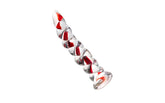 Sexus Red Ribbed Glass Dildo With Multiple Ridges 18.2cm