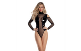 Starline Kalis Wet Look Cold Shoulder Womens Bodysuit Black