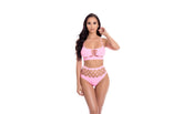 Pink Lipstick Neon Dreams 2 Piece Womens Bra Set OS Pink