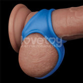 Lovetoy Pinnacle Pro Trio Grip Enhancer Mens Cock and Balls Ring Blue