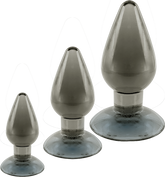 Black Axinite 3-in-1 Suction Cup Base Anal Plug Kit
