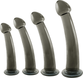 Black Axinite 4 In 1 Suction Cup Base Anal Plug Kit Set