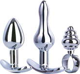 Hardware Gear T Bar Base 3 In 1 Metal Butt Plug Kit Set Chrome