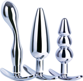 Hardware Gear 3 in 1 High Glossy Finish Metal Butt Plug Kit Set Chrome
