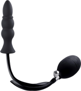 Strafe Inflatable Ribbed Silicone Anal Plug With Pumps Black