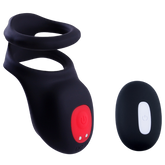Giga Booster Cock & Scrotal Ring With Clit Stimulator Black