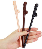 Lovetoy Willy Penis Shape Straws 9 Pack Flesh / Brown / Black