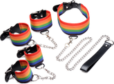 Master Series Kinky Pride Rainbow Bondage Cuff Set