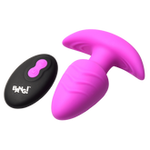 XR Brands Rotating and Vibrating Silicone Butt Plug With Remote Purple