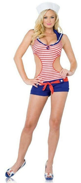 Leg Avenue Vintage Sailor Girl Pinup Halloween Sexy Adult Costume Blue/Red