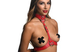 Strict Vegan Leather Female Chest Harness Red