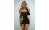 Killer Legs Strappy Cut Out Sexy Mini Dress With Sleeves OS