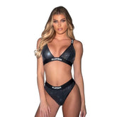 Playboy Disco Fever 2 Piece Bra and Panty Set Black