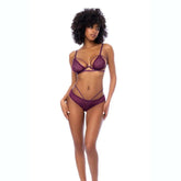 Mapale Polka Dot Mesh 2 Piece Bra and Panty Set Purple