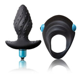 Rocks Off Ibex Butt Plug and Cock Ring Set Blue/Black