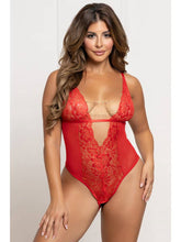 Seven 'til Midnight Mesh Teddy with Open Crotch Red