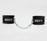 Love In Leather Fluffy Diamante SEXY Wrist Cuffs