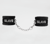Love In Leather Fluffy Diamante SLAVE Hand Cuffs