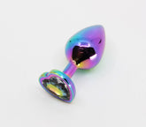 Love In Leather Metal Butt Plug With Heart Gem