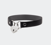 Love In Leather Heart Padlock Faux Leather Choker