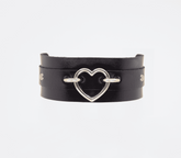 Love In Leather Heart Embellishment Faux Leather Collar