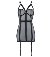 Muse Elastic Banding Black Mesh Womens Dress