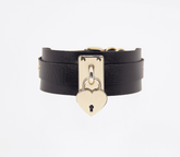 Love In Leather Heart Padlock Faux Leather Collar