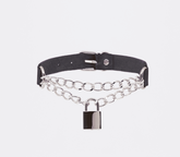 Love In Leather Chain Padlock Faux Leather Choker