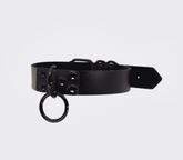 Love In Leather Black Ring Leather BDSM Choker