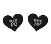 Love In Leather Fuck Me Satin Heart Nipple Pasties
