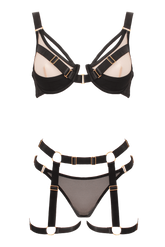 Muse Bra and Panty Set With Elastic Leg Garter Belt