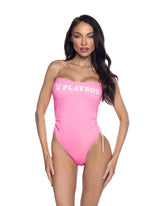 PlayBoy Pink 1 Piece Swimsuit with Ruched Side Ties