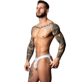 Male Power Marble Print Male Jock Strap White