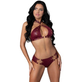 Exposed Lingerie Juno Burgundy Jewel Two Piece Set