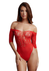 Le Desir Crotchless Rhinestone Sexy Teddy Red