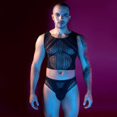 Love In Leather Mens Sleeveless Top & Briefs Set