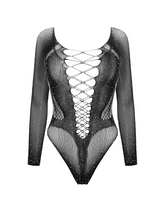 Love In Leather Rhinestone Sexy Womens Bodysuit