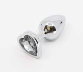 Love In Leather Metal Butt Plug With Heart Gem Large