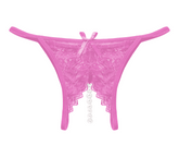 Love In Leather Crotchless Pearl Womens Panties