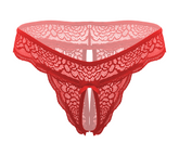 Love In Leather Sexy Crotchless Panties Red