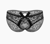 Love In Leather Sexy Crotchless Panties Black OS