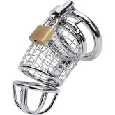 Caged Dragon Male Chastity Device Silver