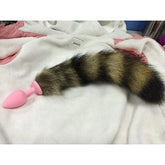 Pink Silicone Butt Plug With Faux Fox Tail by BDStyle